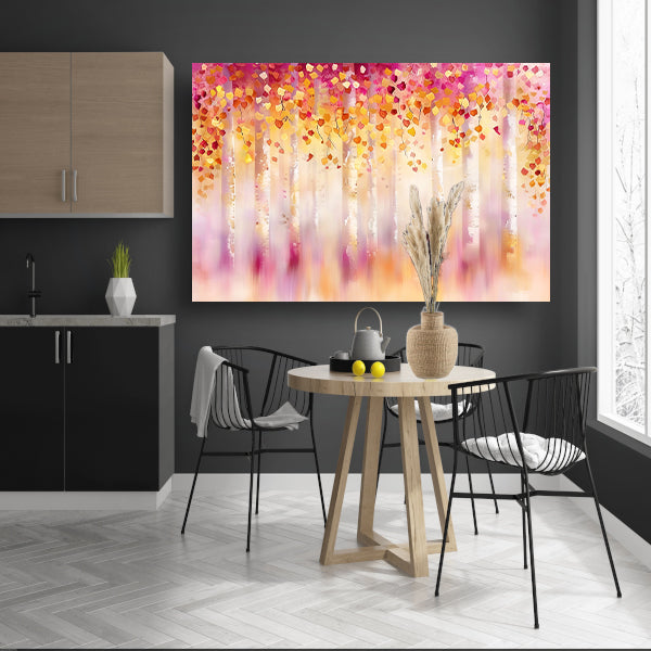 Abstract schilderij van kleurrijk herfstbos canvas
