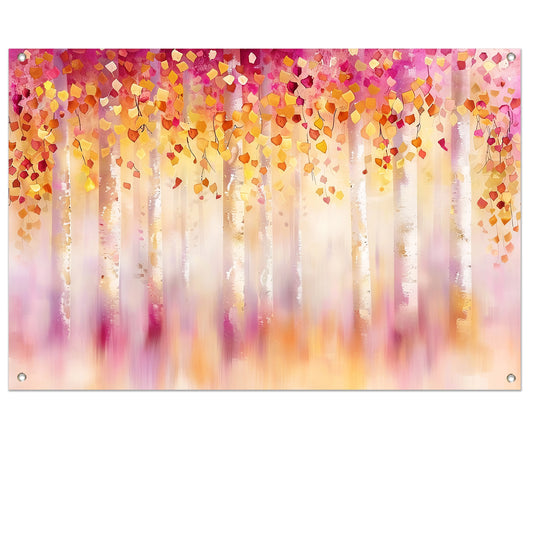 Abstract schilderij van kleurrijk herfstbos tuinposter