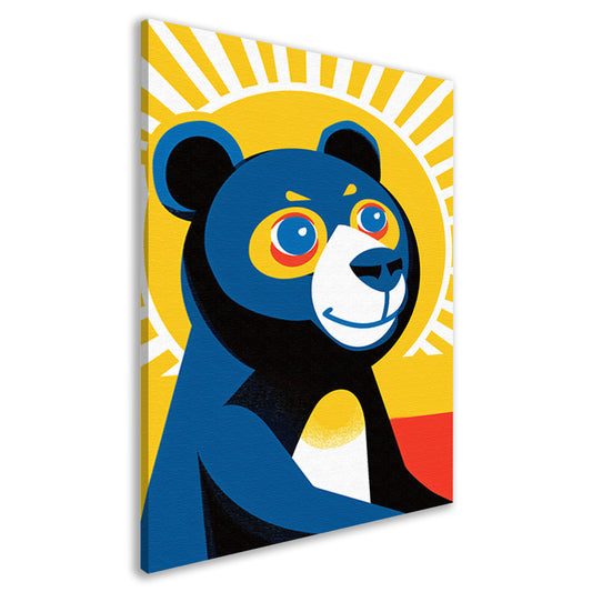 Blauwe Beer in Abstract Zonneschijn canvas