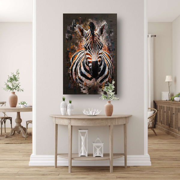Expressieve Zebra in Abstracte Kleurenpracht canvas