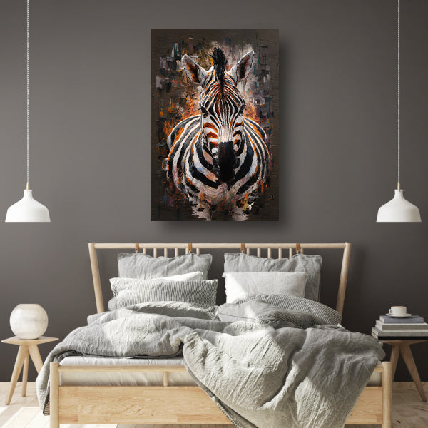 Expressieve Zebra in Abstracte Kleurenpracht canvas