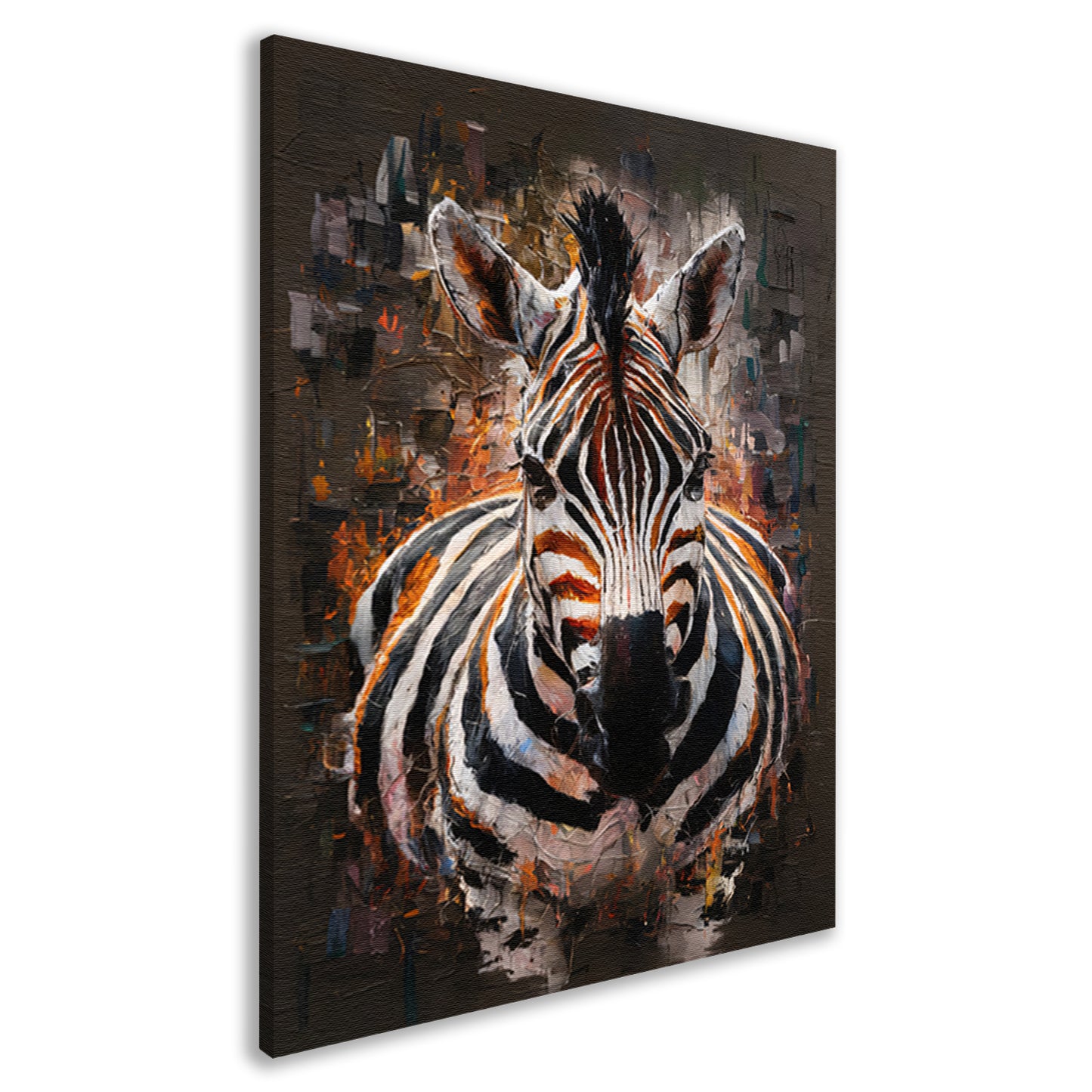 Expressieve Zebra in Abstracte Kleurenpracht canvas