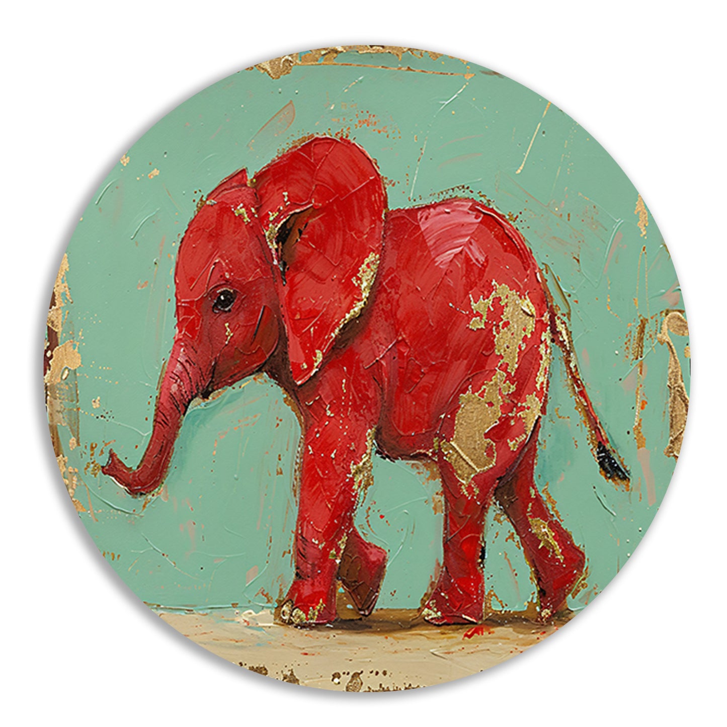 Kleurrijke abstracte schilderij van olifant forex muurcirkel