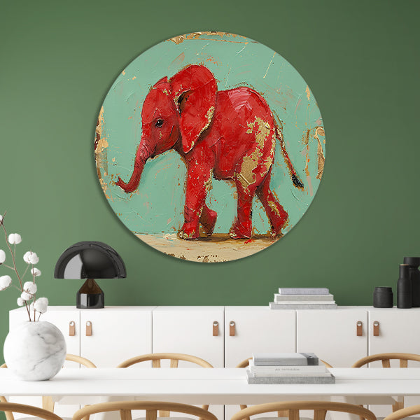 Kleurrijke abstracte schilderij van olifant forex muurcirkel