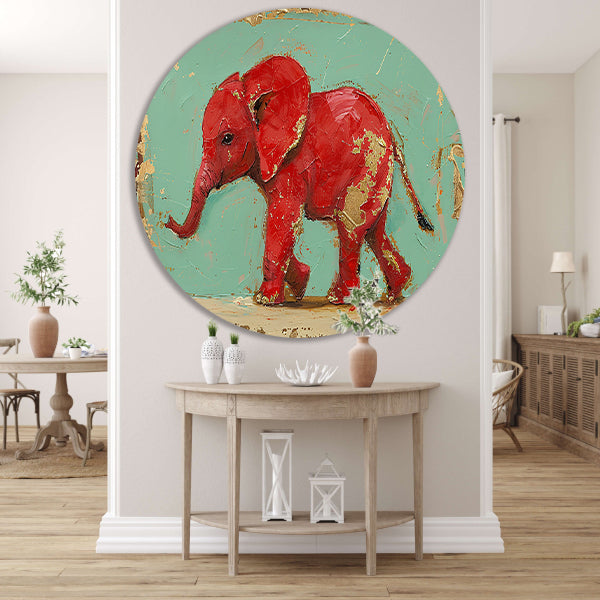 Kleurrijke abstracte schilderij van olifant forex muurcirkel