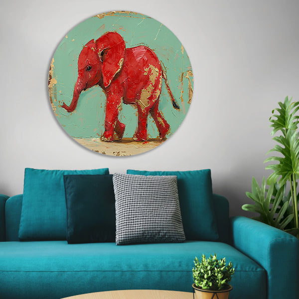 Kleurrijke abstracte schilderij van olifant forex muurcirkel