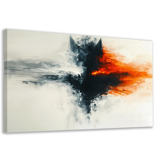 Abstract schilderij van wolf met vurige kleuren canvas