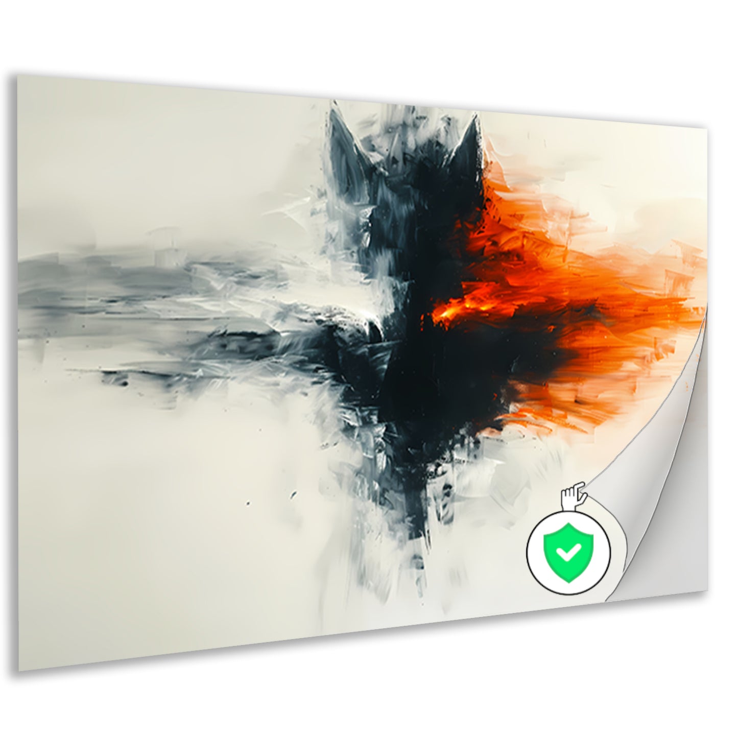 Abstract schilderij van wolf met vurige kleuren poster