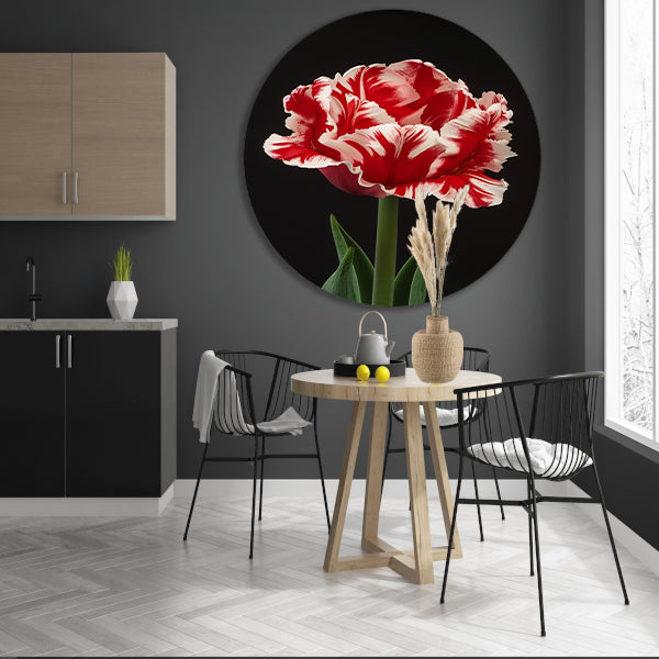Prachtige realistische schilderij van een tulp aluminium muurcirkel
