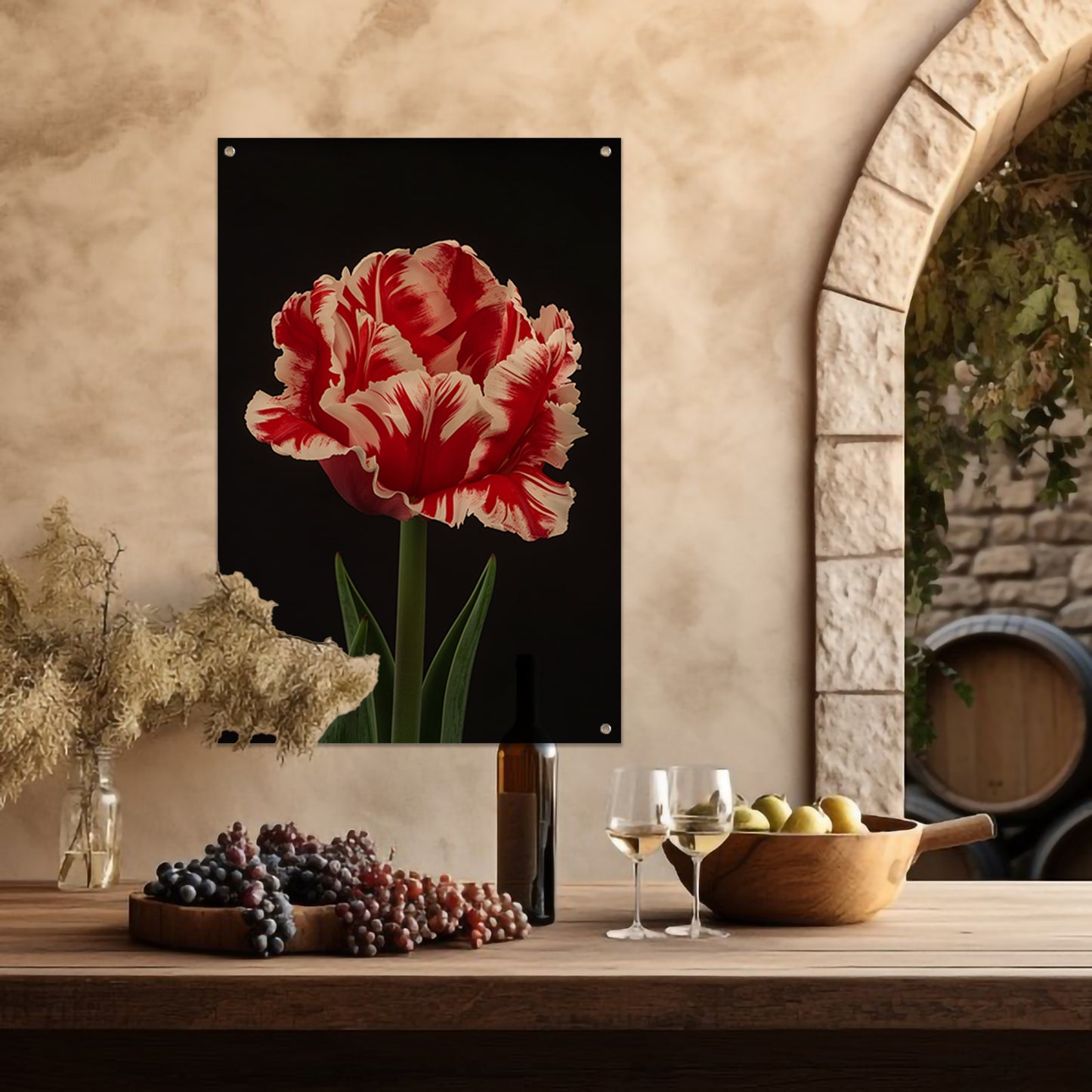 Prachtige realistische schilderij van een tulp tuinposter