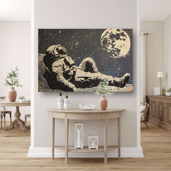 Astronaut ontspannen onder de sterren poster