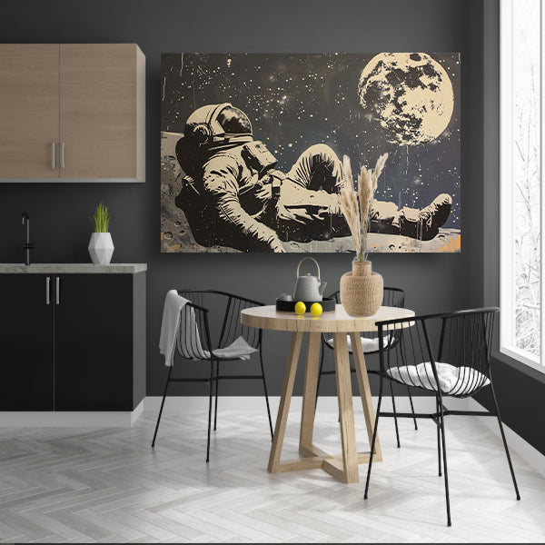 Astronaut ontspannen onder de sterren poster