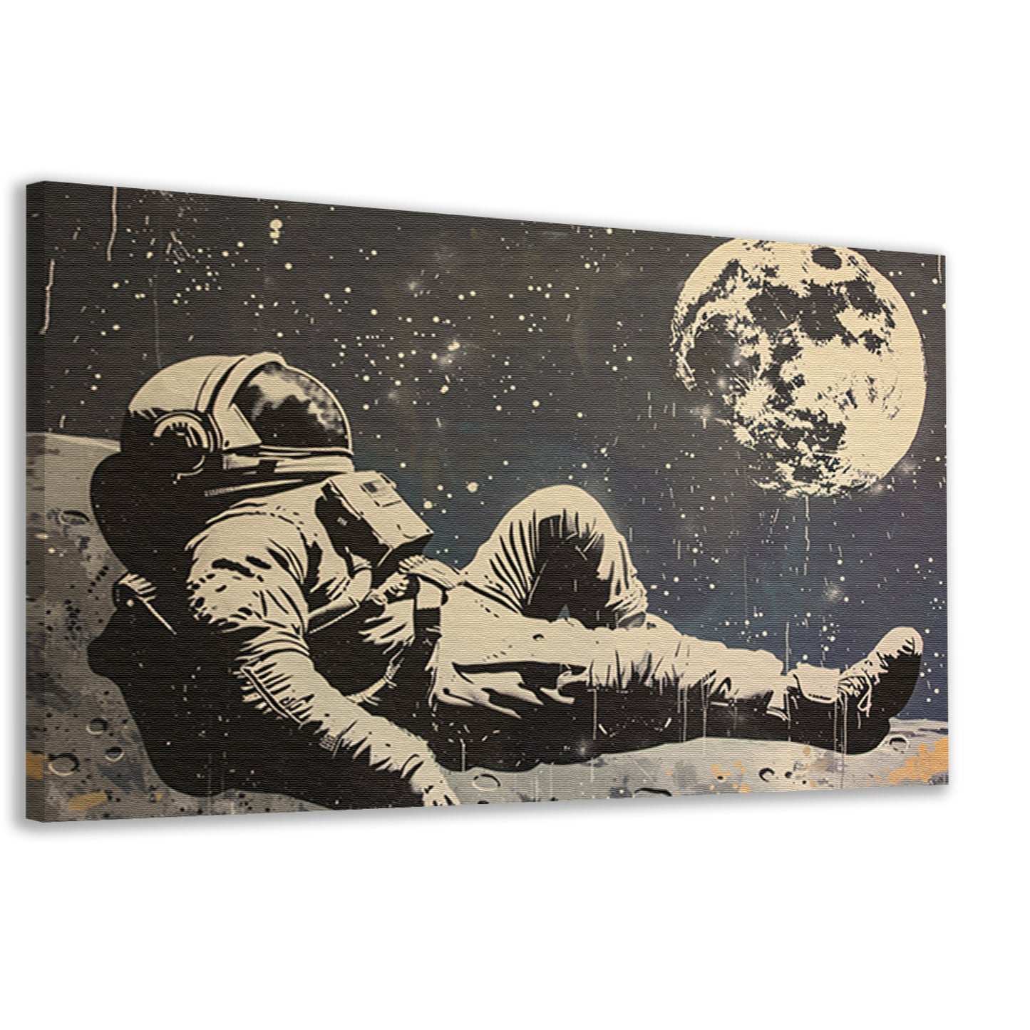 Astronaut ontspannen onder de sterren canvas
