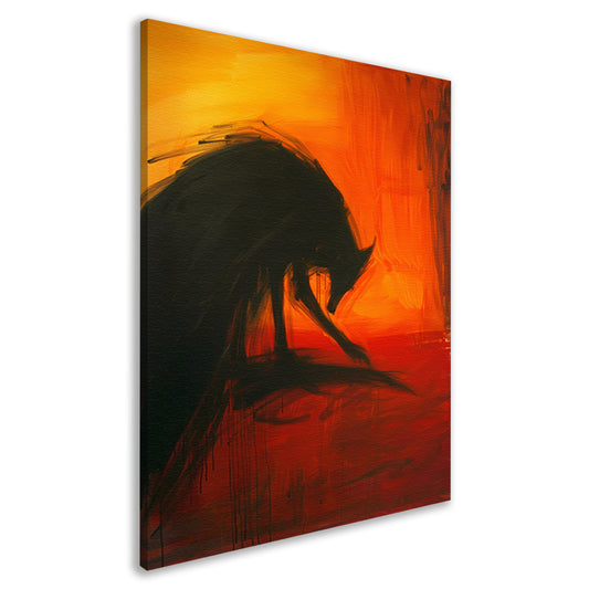 Abstract schilderij van een wolf in kleur canvas