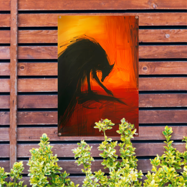 Abstract schilderij van een wolf in kleur tuinposter