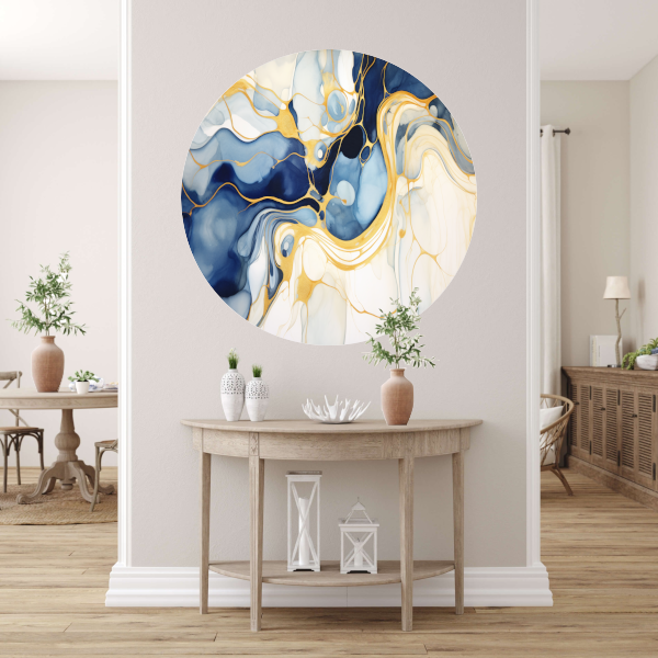 Gouden Vloeiende Abstractie aluminium muurcirkel