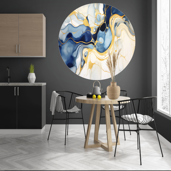 Gouden Vloeiende Abstractie aluminium muurcirkel