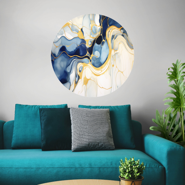 Gouden Vloeiende Abstractie aluminium muurcirkel