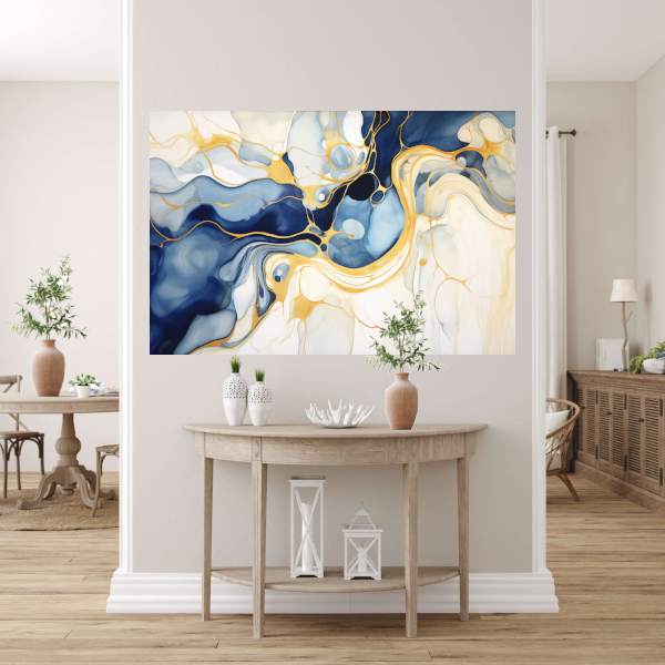 Gouden Vloeiende Abstractie poster