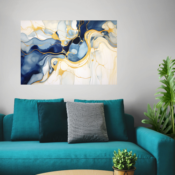 Gouden Vloeiende Abstractie poster