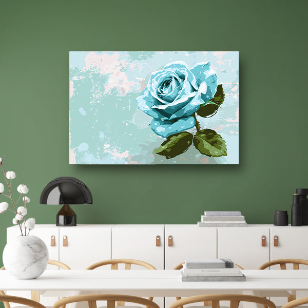 Prachtige digitale blauwe roos schilderij poster