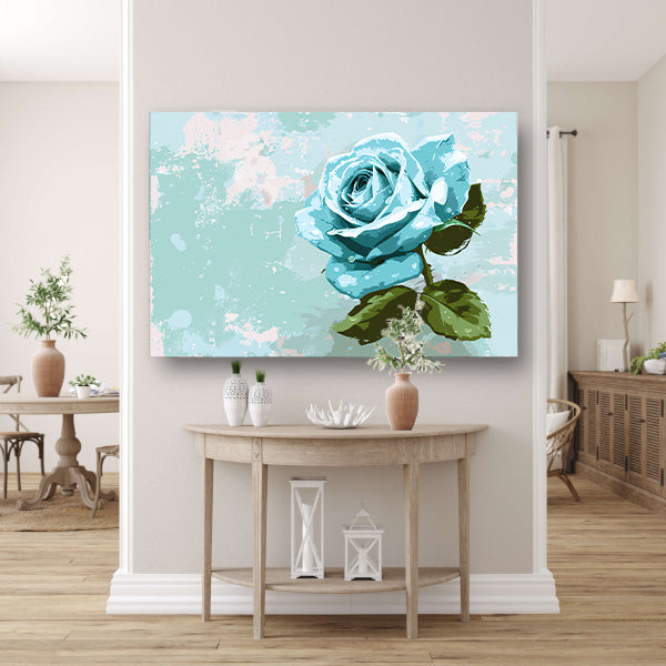 Prachtige digitale blauwe roos schilderij poster