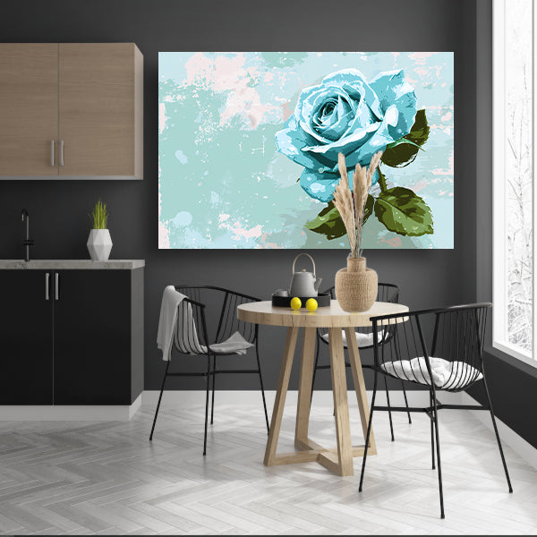 Prachtige digitale blauwe roos schilderij poster