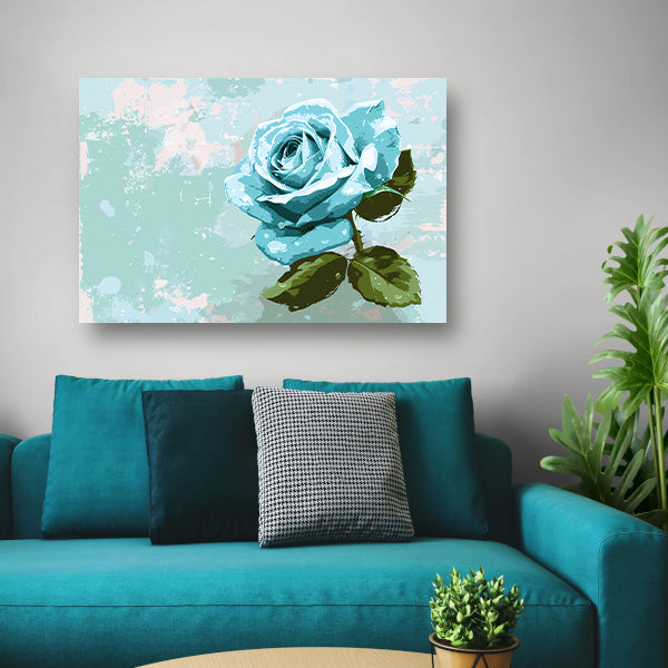 Prachtige digitale blauwe roos schilderij poster