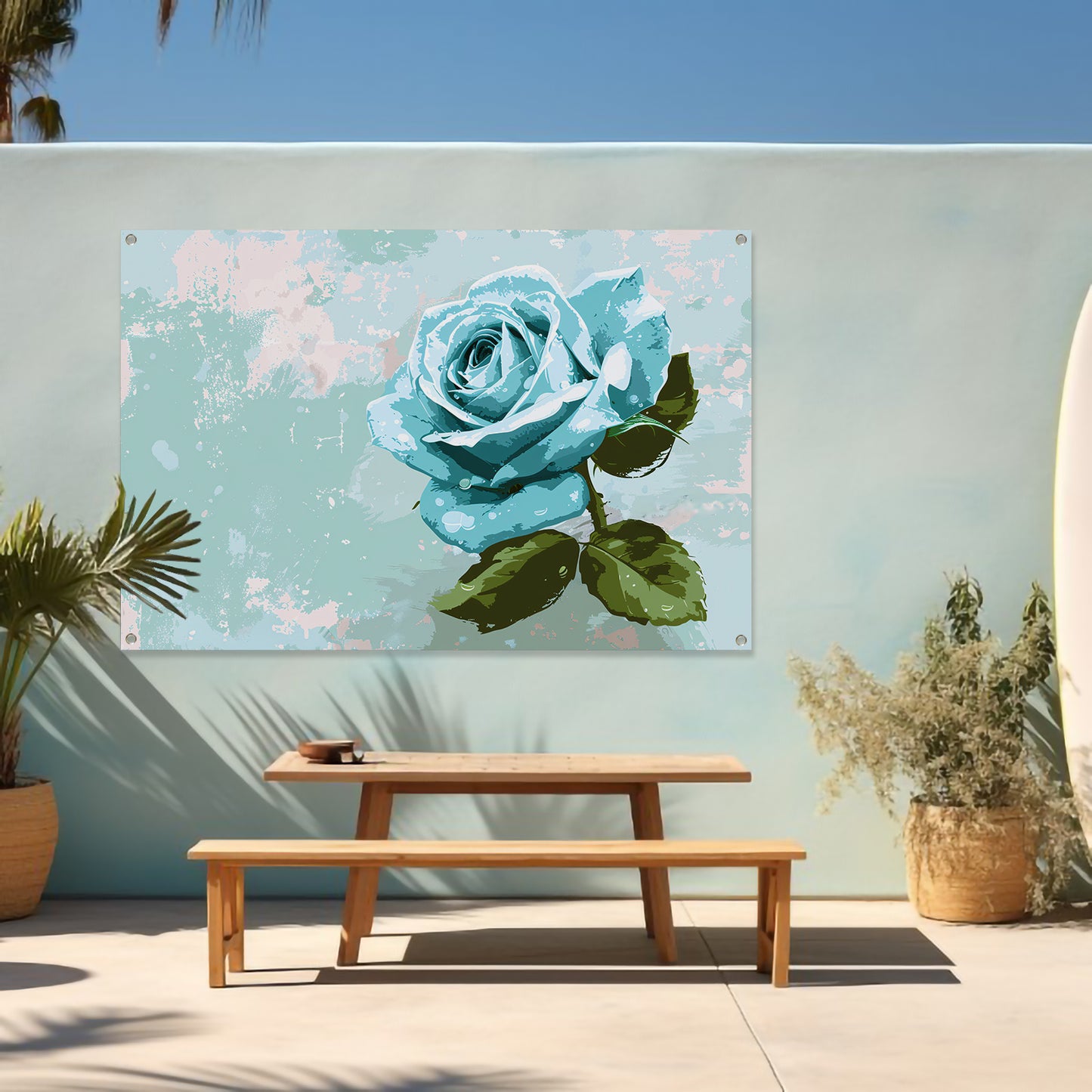 Prachtige digitale blauwe roos schilderij tuinposter