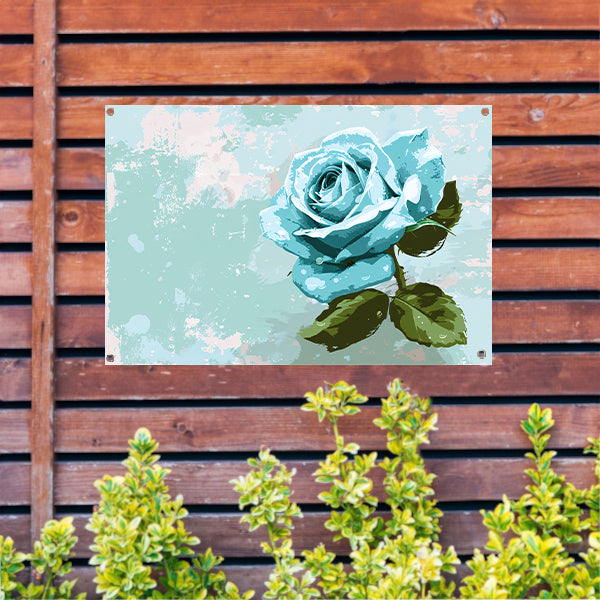Prachtige digitale blauwe roos schilderij tuinposter