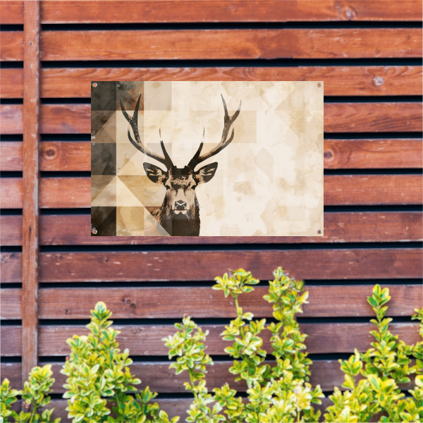 Abstract Hert in Sepia Geometrische Kunst tuinposter