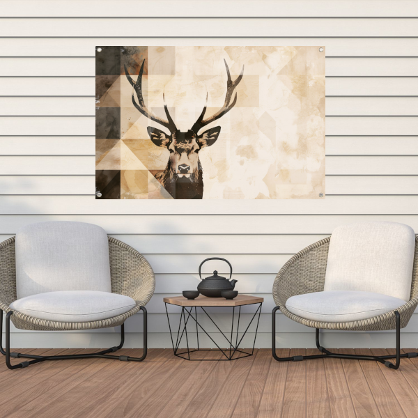 Abstract Hert in Sepia Geometrische Kunst tuinposter