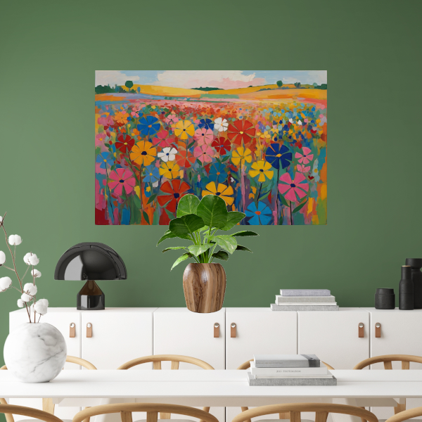 Dans van Kleur in een Bloeiend Veld poster