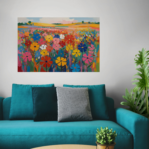 Dans van Kleur in een Bloeiend Veld poster