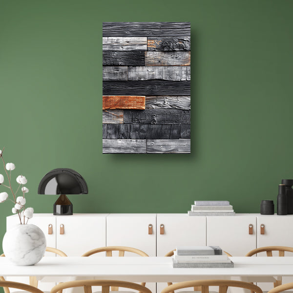 Verbrand Houten Wandpaneel canvas