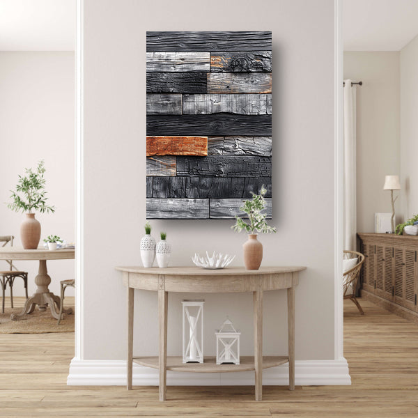Verbrand Houten Wandpaneel canvas