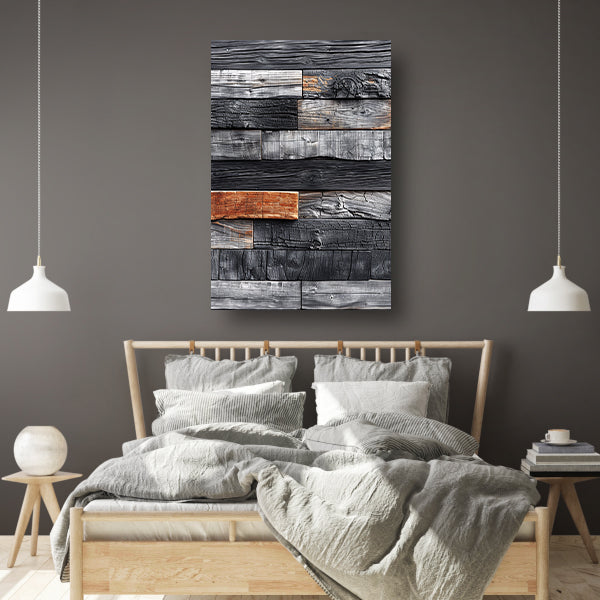 Verbrand Houten Wandpaneel canvas