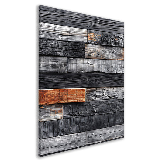 Verbrand Houten Wandpaneel canvas