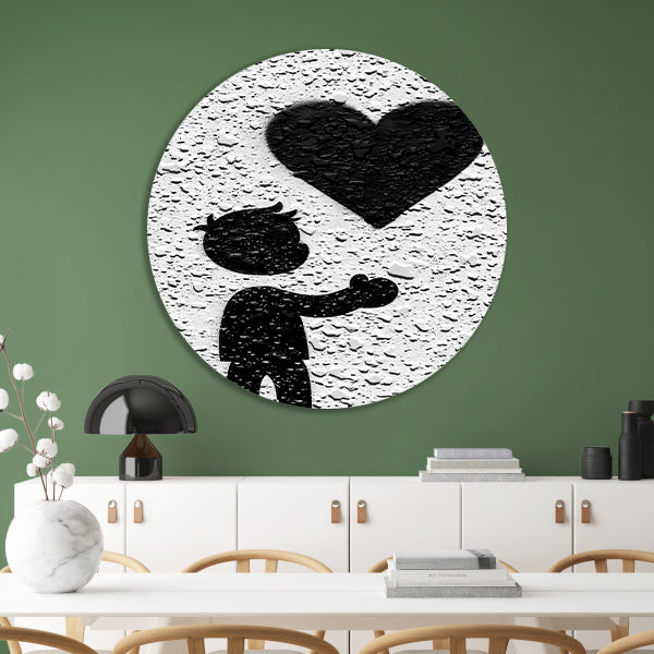 Hart in de Schaduw van de Liefde aluminium muurcirkel