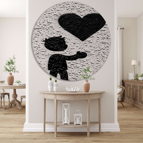 Hart in de Schaduw van de Liefde aluminium muurcirkel