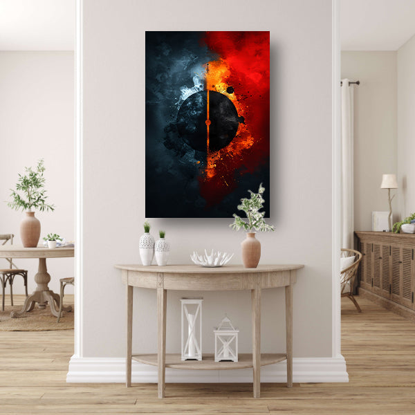 Abstract met cirkel en contrasterende kleuren canvas