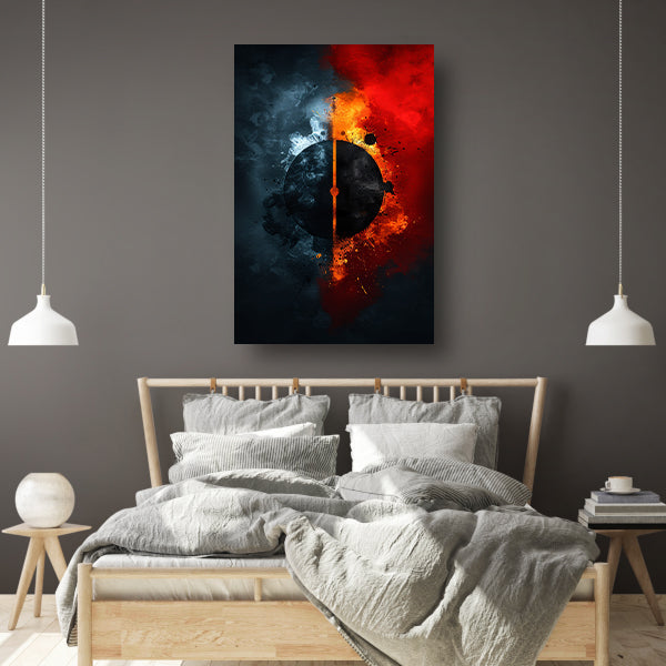 Abstract met cirkel en contrasterende kleuren canvas