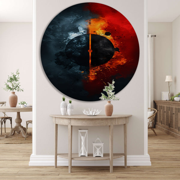 Abstract met cirkel en contrasterende kleuren aluminium muurcirkel