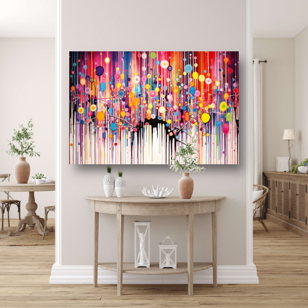 Kleurrijke cirkelcompositie canvas