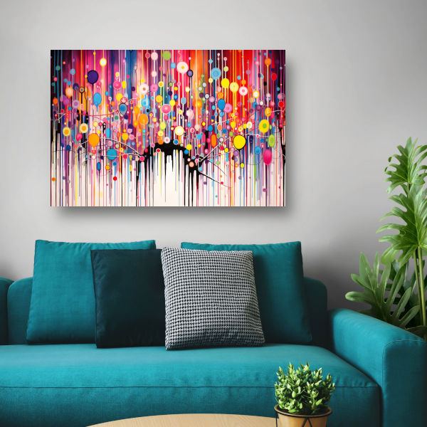 Kleurrijke cirkelcompositie canvas met baklijst
