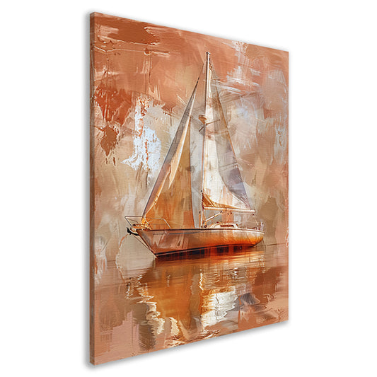 Abstracte zeilboot op reflecterend water canvas