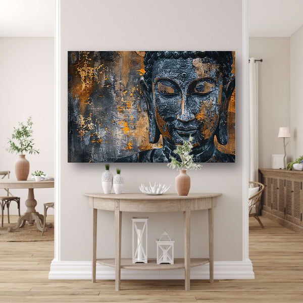 Mystieke Boeddha portret met abstracte texturen acrylglas