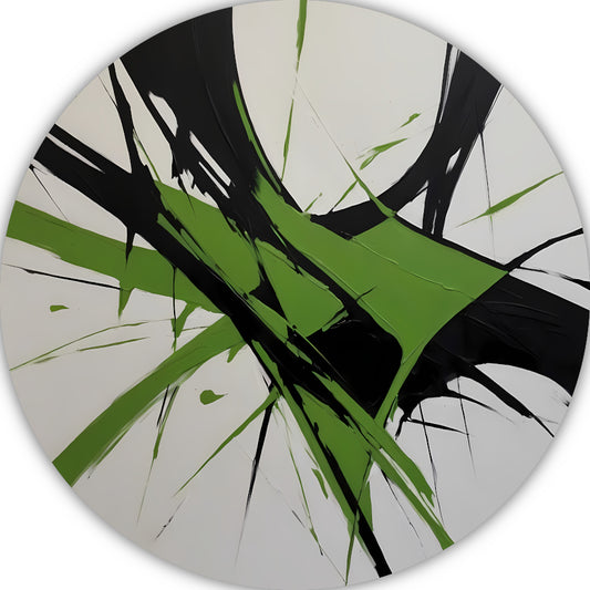 Groene en Zwarte Abstracte Dynamiek aluminium muurcirkel