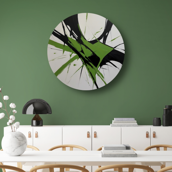 Groene en Zwarte Abstracte Dynamiek forex muurcirkel