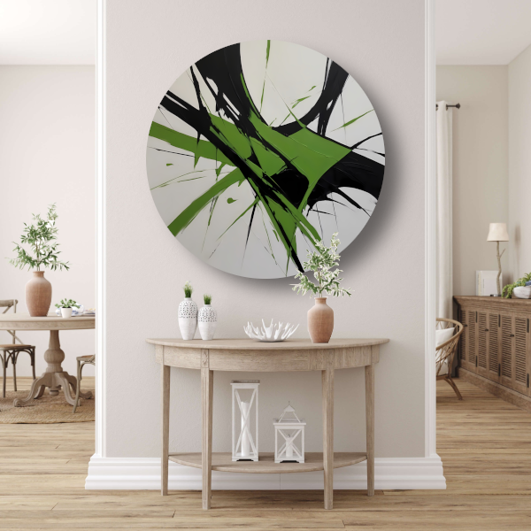 Groene en Zwarte Abstracte Dynamiek forex muurcirkel